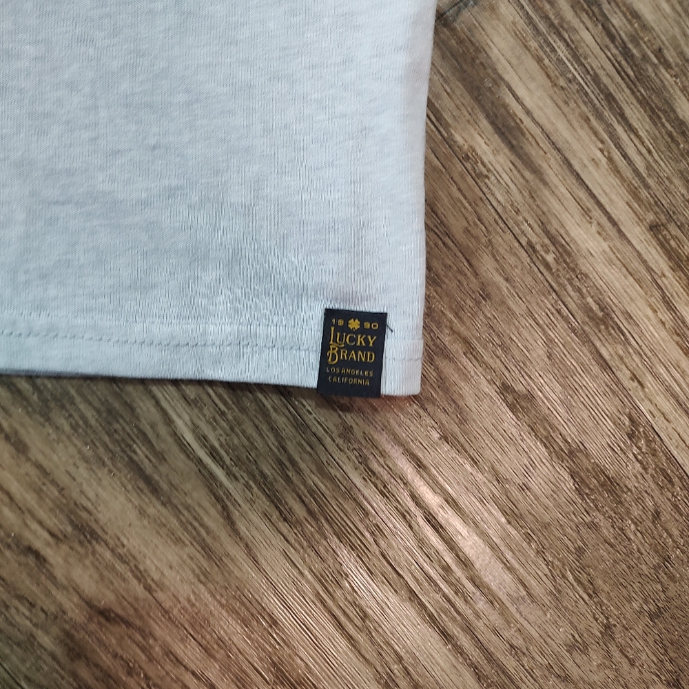 Lucky Brand Venice Burnout Top Size L Light Grey - Picture 11 of 11